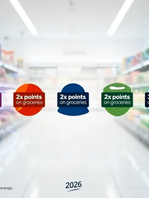 Illustration of top 5 loyalty programs offering double points on grocery shopping in 2026.