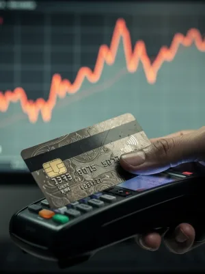 Credit card being swiped, symbolizing rising delinquency rates