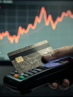 Credit card being swiped, symbolizing rising delinquency rates
