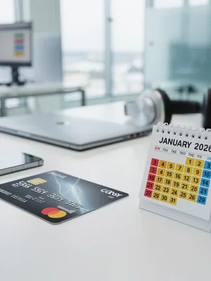 Credit card with 2026 calendar highlighting extended warranty changes