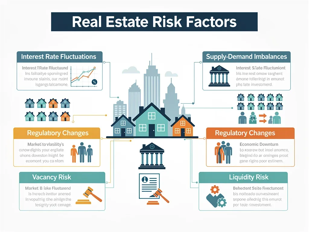 Infographic detailing various types of real estate investment risks.
