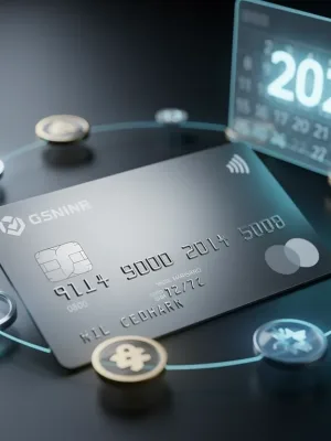 Futuristic co-branded credit card with 5x rewards icon for 2026