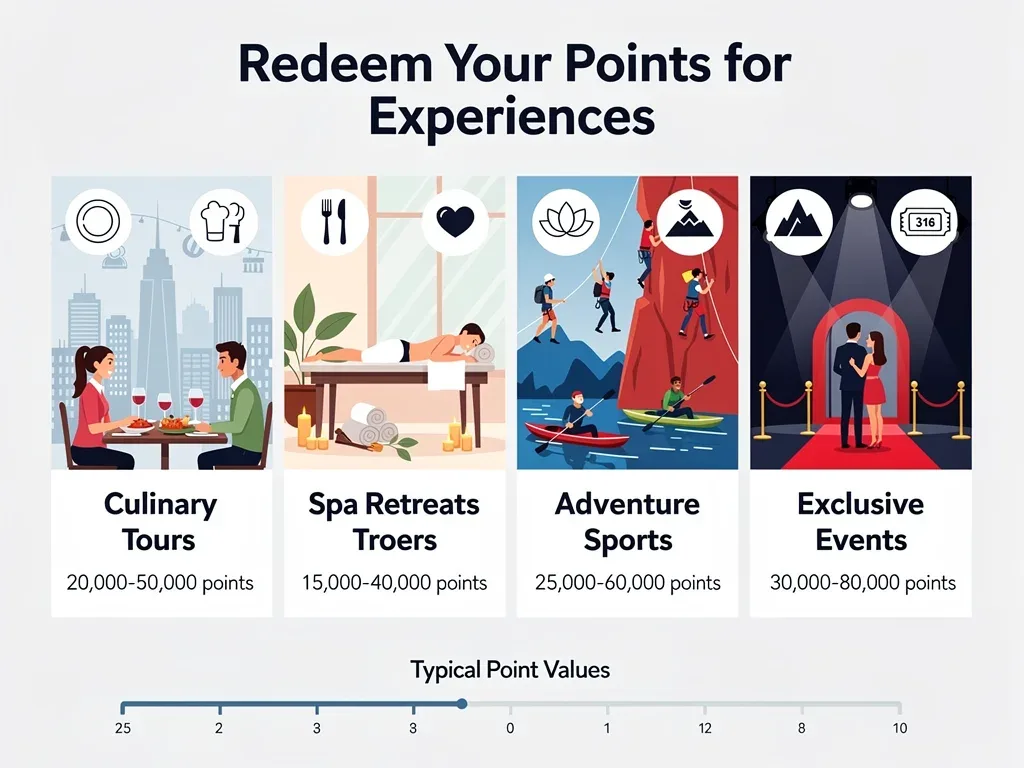 Infographic displaying various experience redemption options and their potential point values.