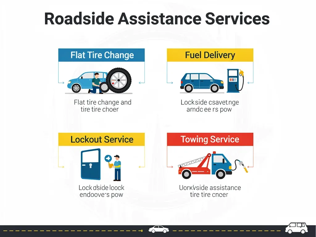 Infographic detailing credit card roadside assistance services.