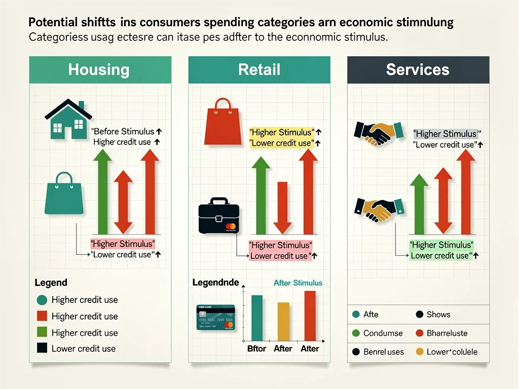 Infographic on consumer spending shifts post-economic stimulus.