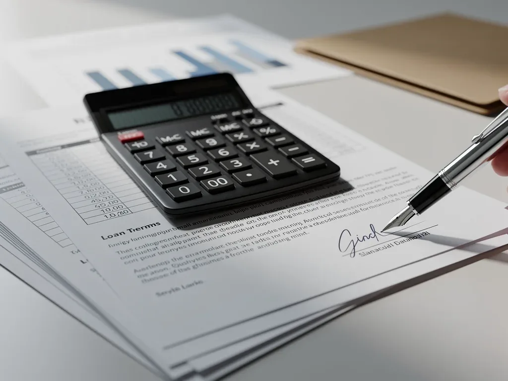 Calculator and financial documents illustrating strategic financial planning for small businesses amid lending challenges.