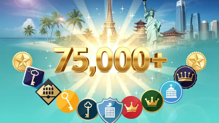 Illustration of 75,000 bonus points with major hotel loyalty program logos.