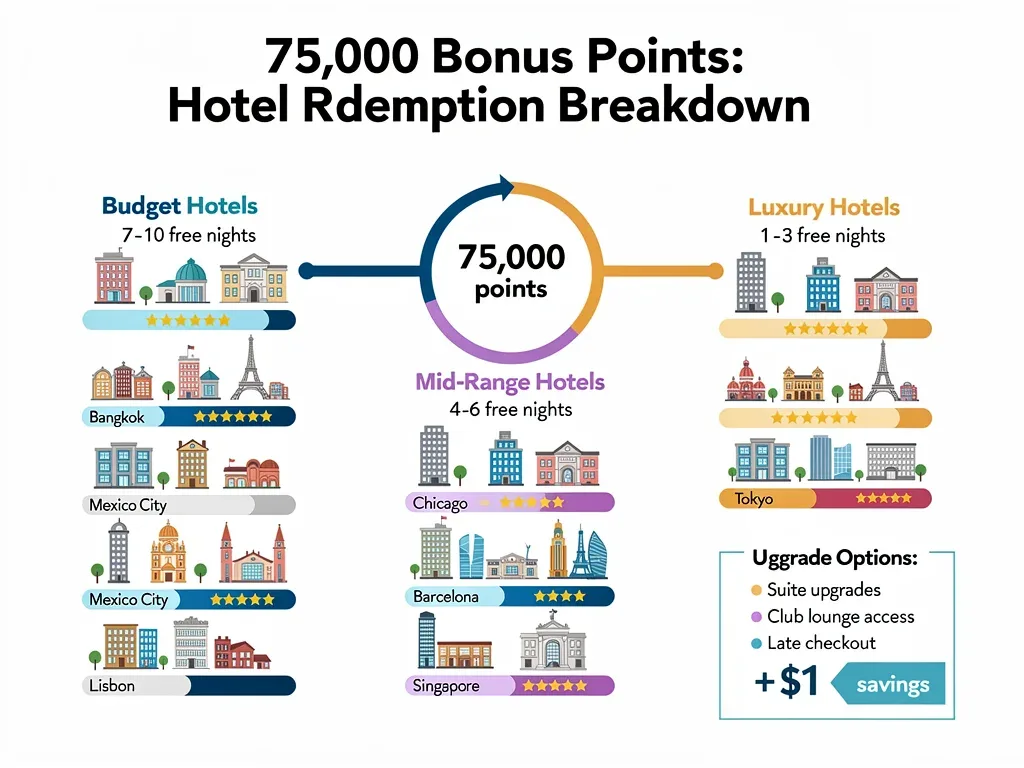 Infographic demonstrating redemption value of 75,000 hotel bonus points.