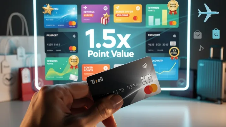 Credit card user earning 1.5x point value through rewards portal