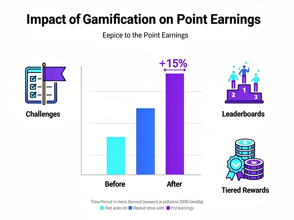 Infographic illustrating a 15% increase in point earnings due to gamification features.