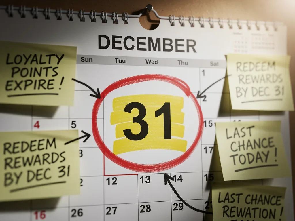 Calendar highlighting December 31st for points expiration