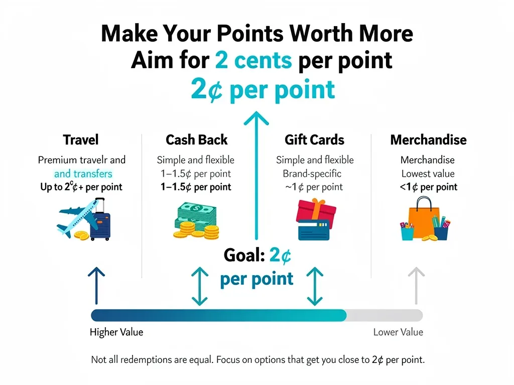 Infographic comparing rewards redemption options and their value