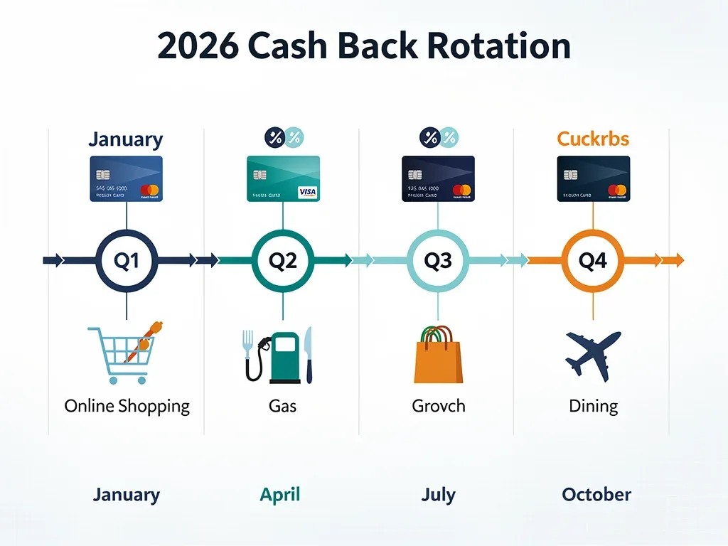 Verified 2026 rotating 5% cash back calendar for credit card rewards