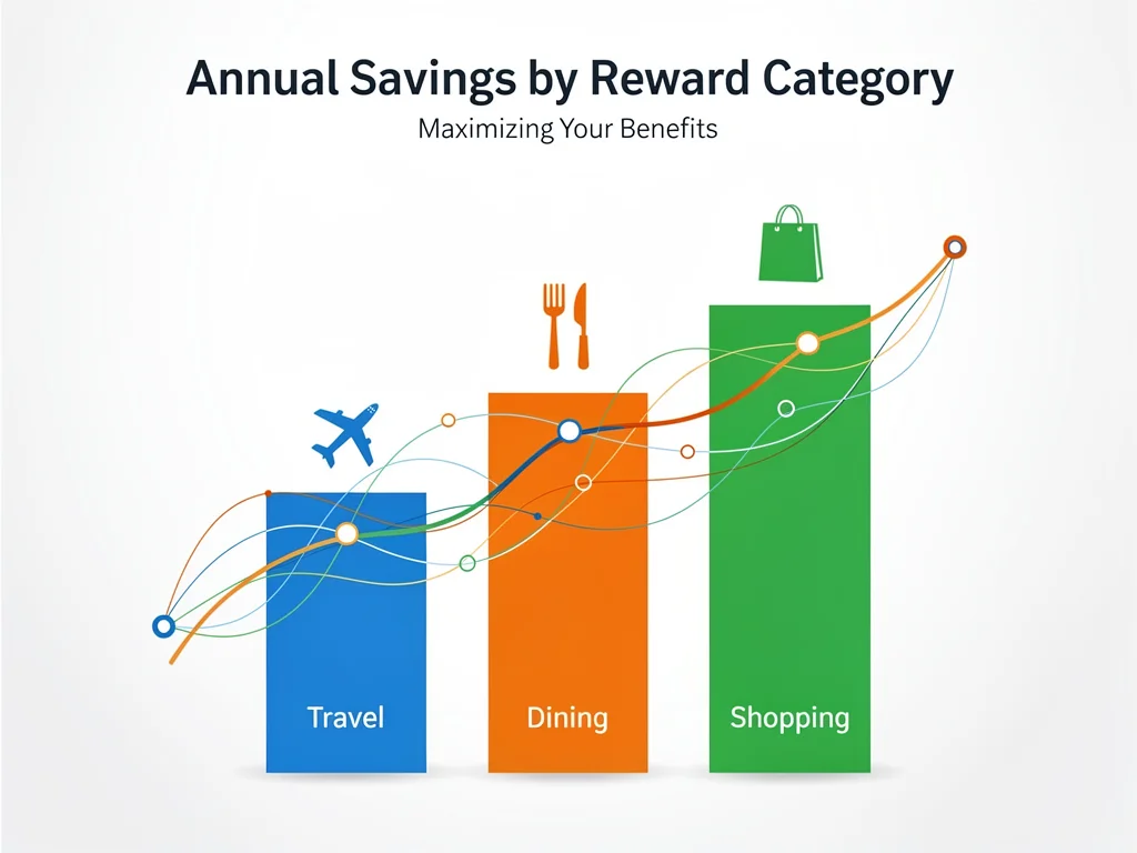 Infographic showing annual savings growth from diverse 2026 rewards program categories.