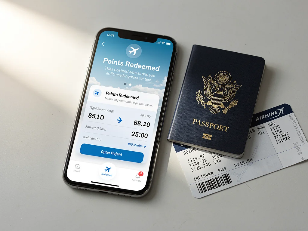Smartphone showing points redemption for travel, highlighting the value of bonus rewards.
