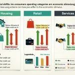 Infographic on consumer spending shifts post-economic stimulus.