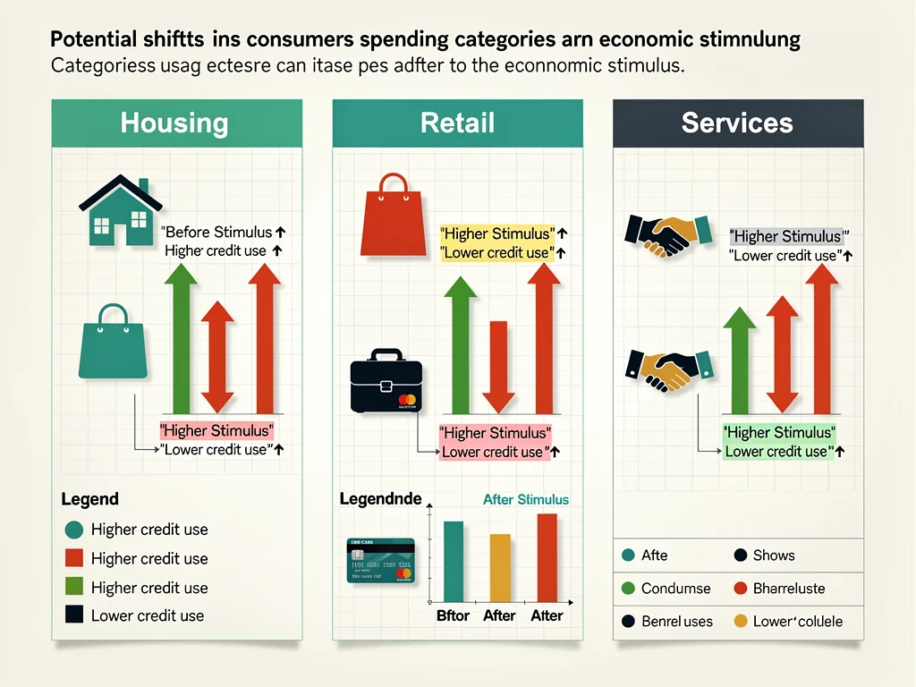 Infographic on consumer spending shifts post-economic stimulus.