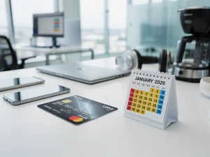 Credit card with 2026 calendar highlighting extended warranty changes