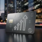 Credit card with symbols of financial growth and savings
