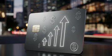 Credit card with symbols of financial growth and savings