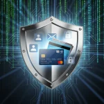 Digital shield protecting credit cards and personal data, representing the Credit Reporting Act of 2026.