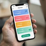 Person managing credit card rewards and bonus offers on a smartphone app.