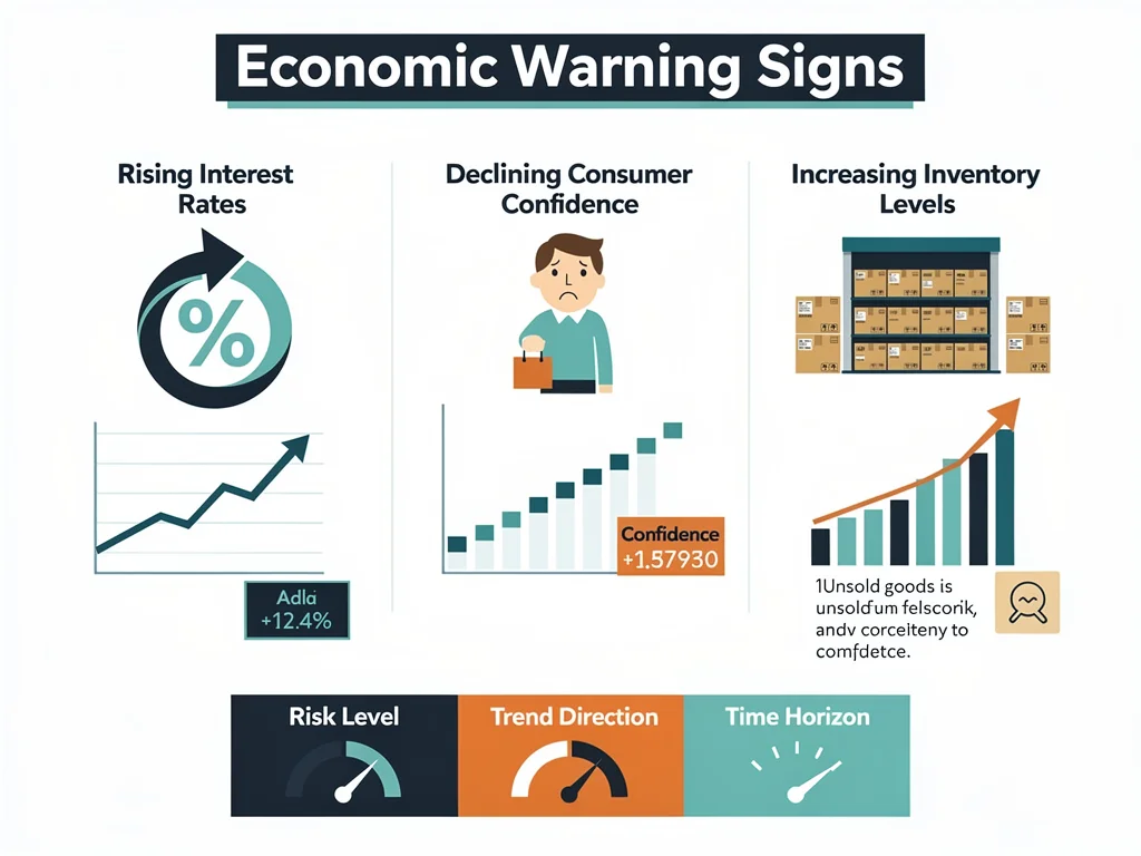 Infographic showing economic indicators for real estate market downturns.