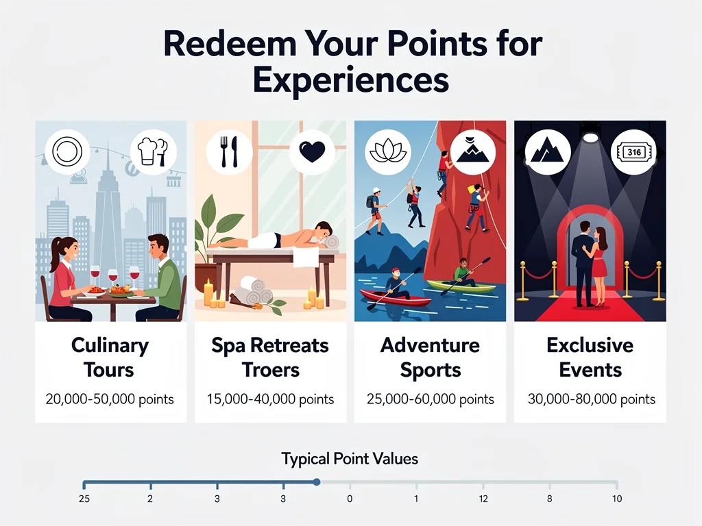 Infographic displaying various experience redemption options and their potential point values.