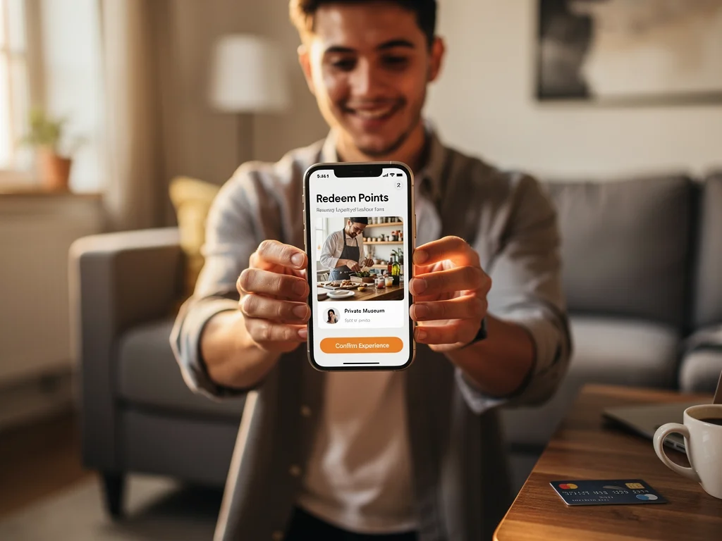 Person redeeming credit card loyalty points for unique experience