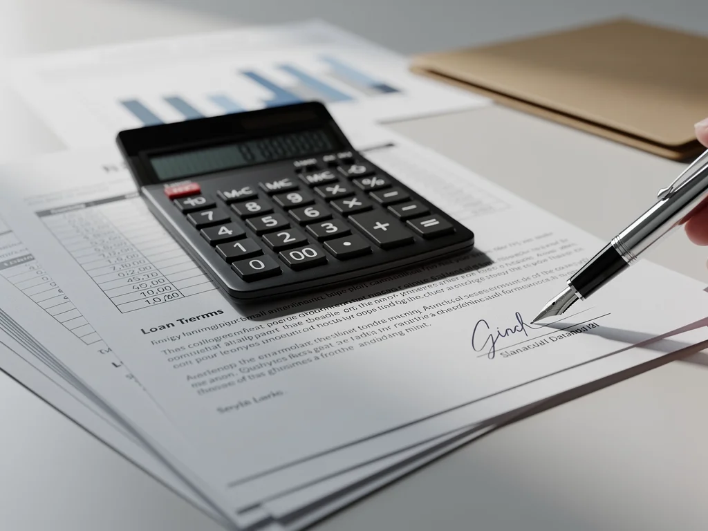 Calculator and financial documents illustrating strategic financial planning for small businesses amid lending challenges.