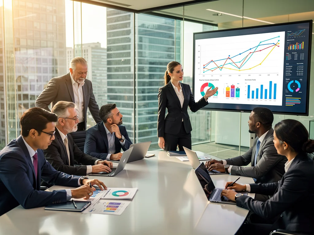 Real estate investors analyzing market data and developing new strategies in response to potential interest rate increases and economic shifts.