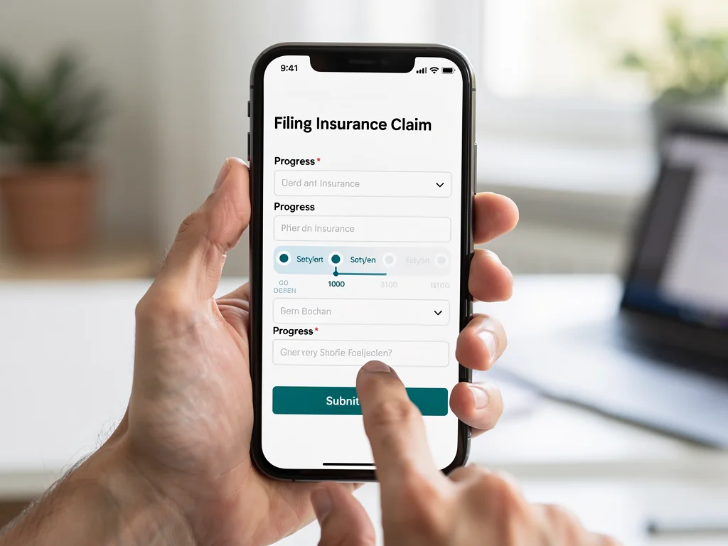 Hand filling out a cell phone protection claim form online