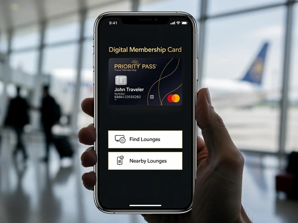 Priority Pass digital membership card on smartphone app