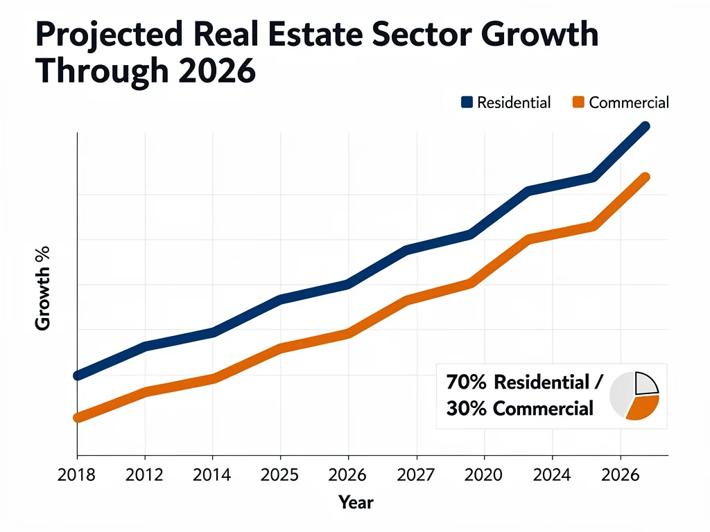 Financial chart predicting 2026 residential and commercial real estate growth trends.
