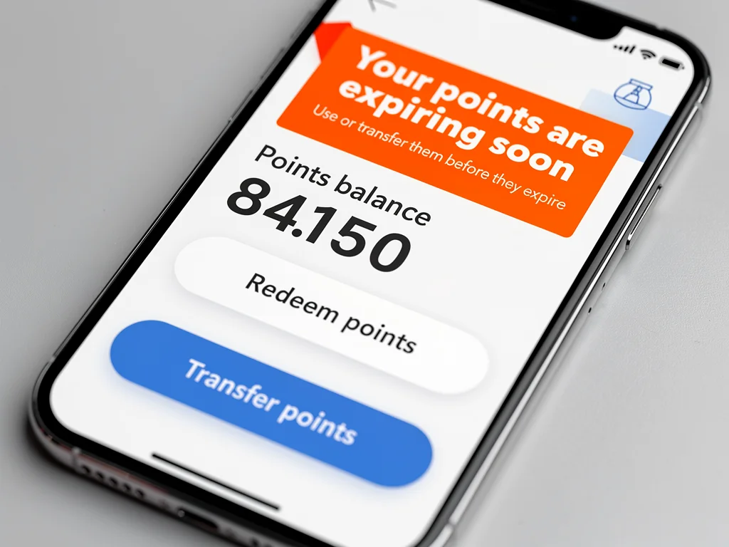 Smartphone displaying rewards app with expiration notification