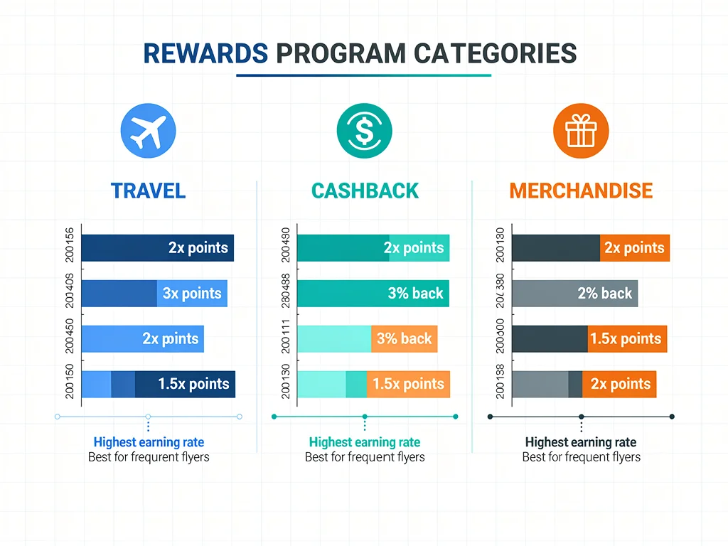 Infographic comparing earning rates across various rewards program categories.