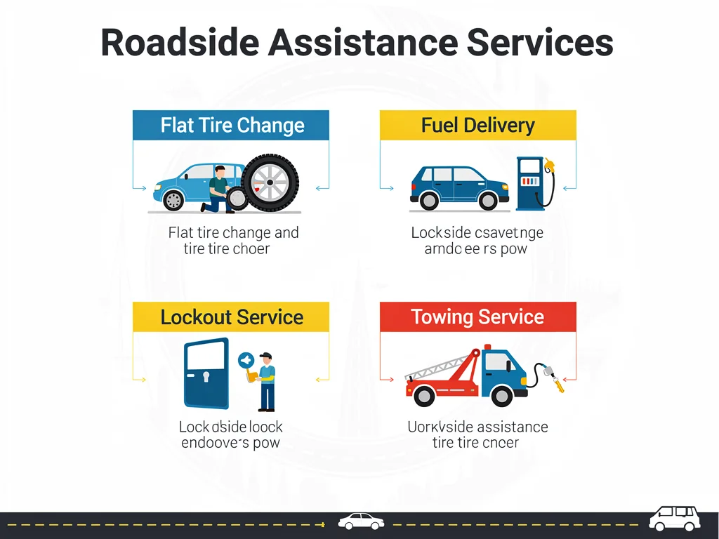 Infographic detailing credit card roadside assistance services.
