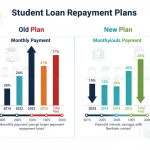 Graphic comparing old and new student loan repayment plans