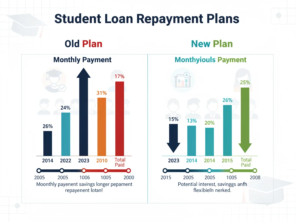 Graphic comparing old and new student loan repayment plans