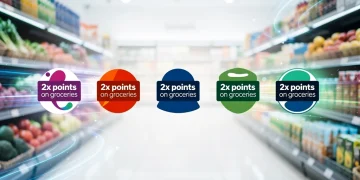 Illustration of top 5 loyalty programs offering double points on grocery shopping in 2026.