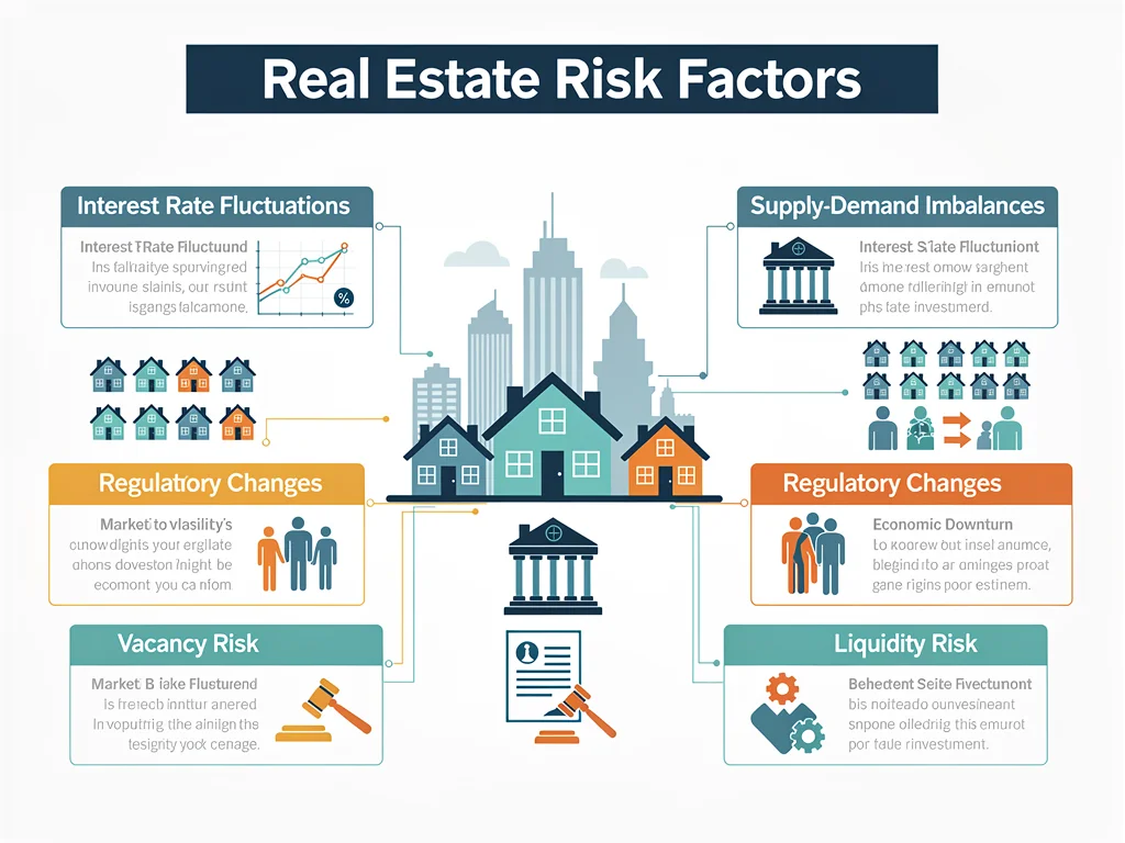 Infographic detailing various types of real estate investment risks.